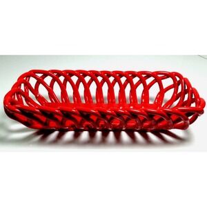 NEW - The Pioneer Woman Christmas Red Lattice Stoneware Bread Bowl Basket